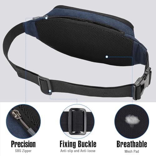 WATERFLY Small Fanny Pack Crossbody Lightweight Waist Bag for Woman Man - color: Navy Blue