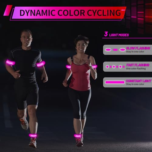 2PCS LED Armband Rechargeable for Running and Walking at Night Safety Gear - color: Rose Red