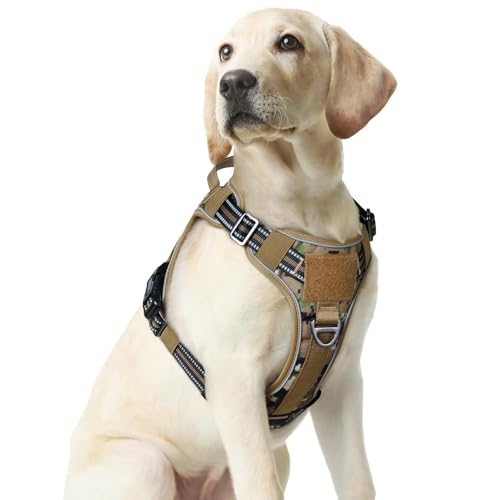 rabbitgoo Tactical Dog Harness Medium Sized, No Pull Service Pet Vest - color: Brown Camo, size: M(chest:20.1"-33.9",neck:17.7"-22.3",back:7.5")