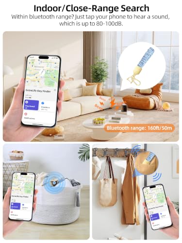 Keychain Wristlet, Works with Apple Find My, Rechargeable - color: Mist Blue