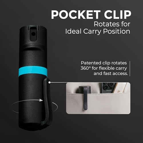 POM Pepper Spray & Personal Alarm Safety Kit – OC Self Defense Keychain Spray & Loud Emergency Alarm for Campus Safety, Women & Students - color: Black X Pink, style: Pocket Clip Model