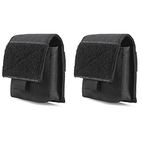 Azarxis Tactical Mini Belt Pouches, Multi-Purpose Small Battery Case Compact Utility EDC Card Slot Holder Waist Bags Military Molle Pack Sundries Storage Pack - color: #01 Black - 2 Pack