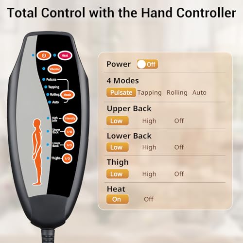 CARSHION Massage Chair Pad with Full Back Thighs Heat