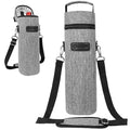 opux Single Bottle Wine Bag Carrier Insulated Cooler Tote with Strap, Grey - color: Heather Gray