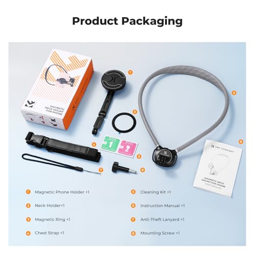 K&F CONCEPT 2-in-1 Magnetic & Clip-on Neck Phone Holder - color: Gray