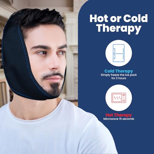 Fittest Pro Wisdom Teeth Ice Pack Head Wrap Jaw Ice Pack for Face Oral Surgery, 4 Hot Cold Gel Pack for TMJ, Tooth Extraction, Tonsillectomy Recovery - style: Jaw