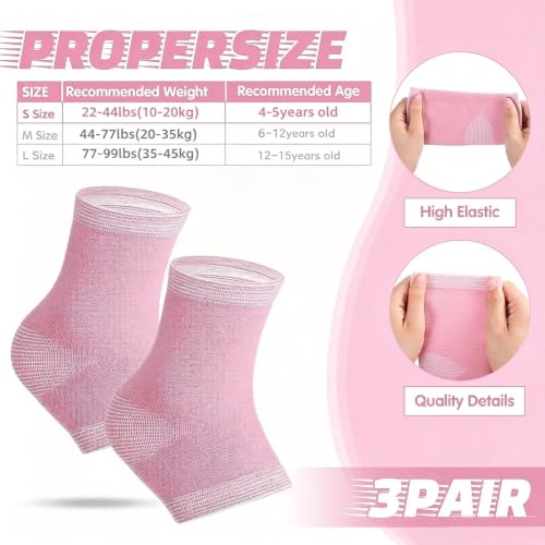 Tarpop 3 Pair Girls Ankle Brace Compression Sleeves, Pink, Medium - color: Pink, size: Medium