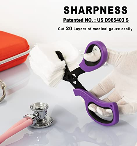 MEUUT Medical Scissors 2-Pack Trauma Shears for Nurses All Purpose Scissors - color: Purple/Black+purple/Black