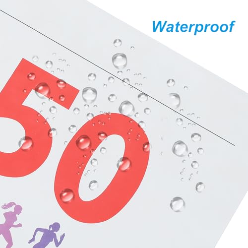 PATIKIL Tearproof Running Bib Numbers, Medals Waterproof Race Competitor Numbers with Safety Pin for Marathon Sports Game Competition Runner - style: 1-50