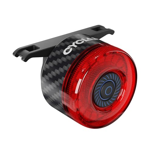 Bike Tail Light/Rear Light — Auto-On, Smart Brake Warning, USB Rechargeable, 6 Lighting Modes, Light Sensor, 40H Runtime, Battery Level Indicator, IP65 Waterproof, LED Backlight