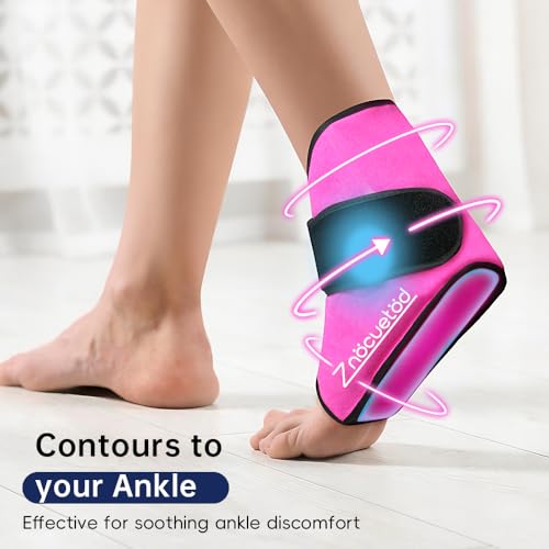 Ankle Ice Pack Wrap for Swelling Foot Heel Pain Relief Reusable Gel-1Pack - color: Rose Red