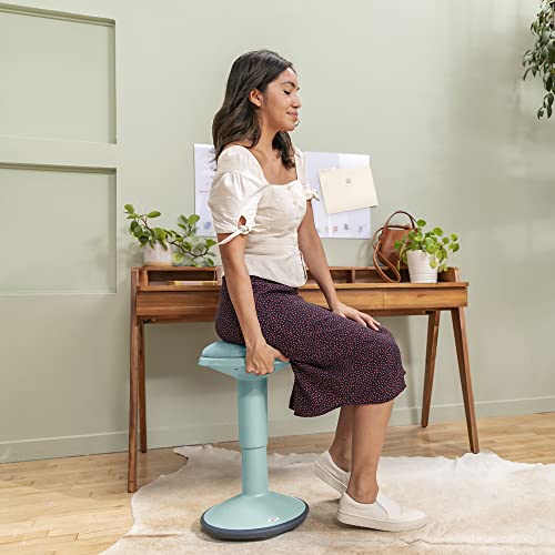 ECR4Kids Sitwell Wobble Stool with Cushion, Adjustable Height, Active Seating, Seafoam - color: Seafoam