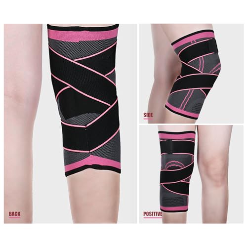 1 Pack Knee Brace for Women, Compression Sleeve with Strap (L Pink) - color: Pink, size: Large