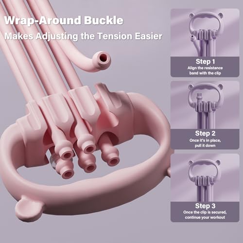 Figure 8 Resistance Band with Handles,6 Adjustable Tension Levels - color: Pink