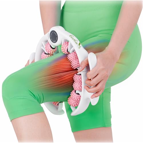 Cellulite Massage Roller, Handheld Fascia Massager with Detachable Handles - color: Pink