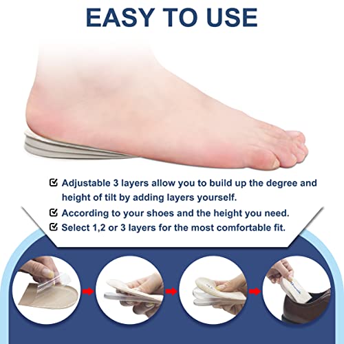 3 Layers Adjustable Supination & Over-Pronation Corrective Shoe Inserts, Medial & Lateral Heel Wedge Insoles for Foot Alignment, Knee Pain, Bow Legs, Osteoarthritis (Black - Large)