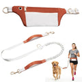 Hands Free Dog Leash with Pouch, Bungee, Waist Belt and Dual Handles - color: White