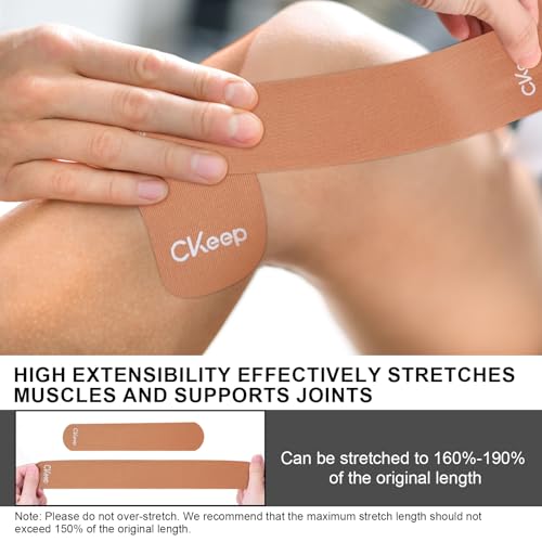 CKeep Kinesiology Tape precut Strips, 40 Count Elastic k Tape, Beige - color: Beige, size: 2 Rolls