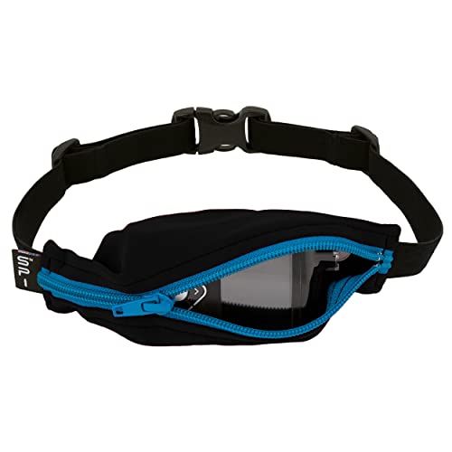 SPIbelt Kids Pocket Belt, Expandable Pocket, Adjustable Waist, No Bounce, No Logo Band, Black with Turquoise Zipper - color: Black with Turquoise Zipper