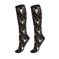 Patterned Knee High Socks for Women Men Athletic Running Travel Work - color: Western Boho Desert Skull
