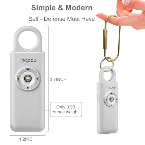 Thopeb Personal Safety Alarm for Women – Upgraded Rechargeable - color: Metallic Silver