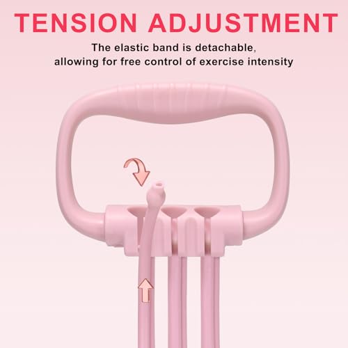 6 Gear Adjustable Resistance Bands with Handles 15-90LBS Home Gym - color: pink