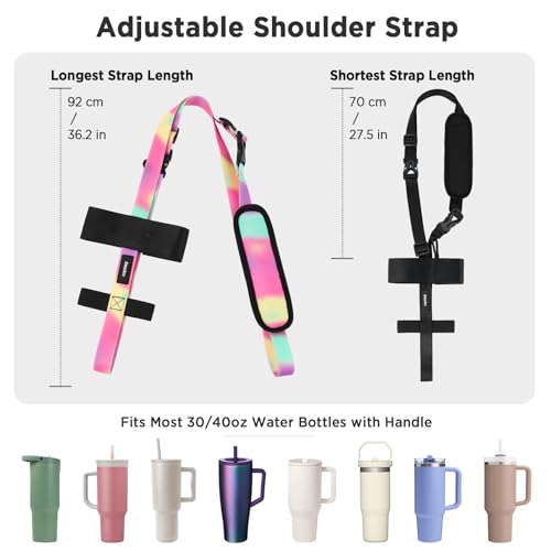 EasyAcc Water Bottle Holder Strap Sling, for Owala FreeSip 24 32 40 oz, Hydro Flask, Cirkul, Yeti, Stanley Flip, Universal Water Bottles, with Carabiner, for Walking Curise Travel (Bottle Excluded) - color: Black - For 30/40oz Stanley Tumbler