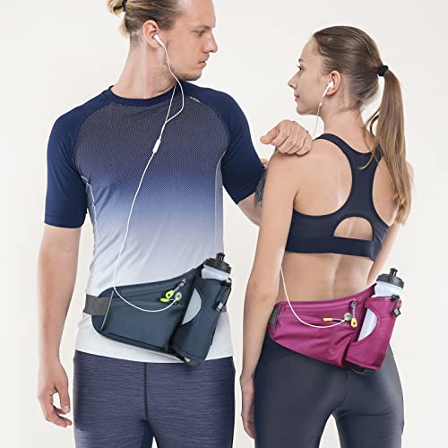 HOTEMIA Fanny Pack with Water Bottle Holder, Hydration Running Belt for Men Women Adjustable Strap Waist Bag Suitable for Hiking Running Walking Jogging Camping (Bottle Not Included) (Dark Grey) - color: Dark Grey