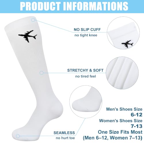 Skicuff 2 Pairs Travel Compression Socks for Men and Women - color: White