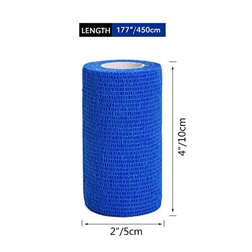 12PCS Self Adhesive Bandage, 4" x5yd Elastic Cohesive Bandage Wrap - color: Blue