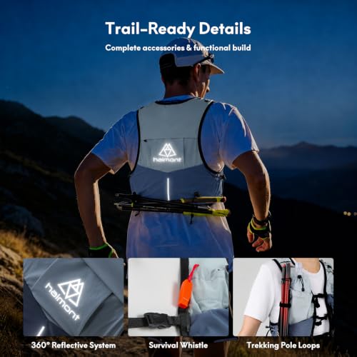 Haimont 8L Trail Running Hydration Vest with Soft Flasks - color: Grey, size: Large