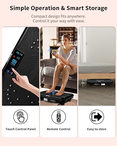 ROTAI Vibration Plate Exercise Machine for Lymphatic Drainage Massager & Weight Loss, 400 lbs Capacity Whole Body Vibrating Shake Plate Workout for Women and Men - color: Bright Black