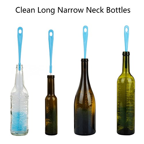 ALINK 17 inch Extra Long Bottle Cleaning Brush Cleaner for Washing Narrow Neck Beer/Wine/Thermos, Brewing Bottles, Hummingbird Feeder - color: Blue