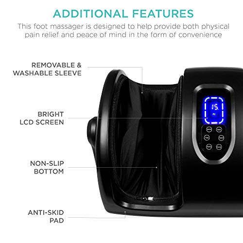 Best Choice Products Shiatsu Foot Massager with Heat for Plantar Fasciitis & Neuropathy, Kneading Foot & Calf Massager with Remote, 360° Adjustable Handle, Rolling & Compression Massage - Black - color: Black