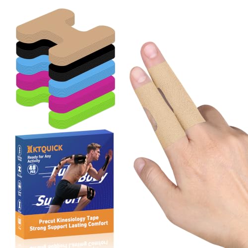 KTQUICK Precut Finger Kinesiology Tape, 40 PCS, 20% Stronger Adhesive,Beige - color: Beige