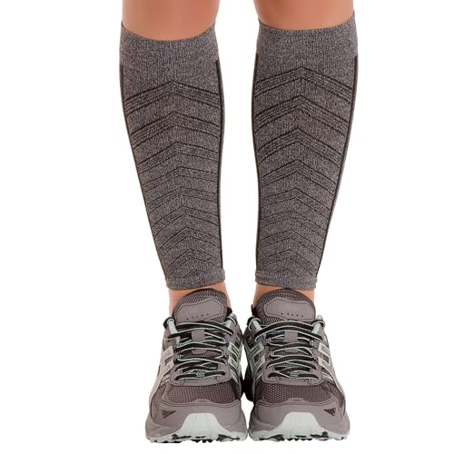 Zensah Featherweight Compression Leg Sleeves - Relieve Shin Splints, Calf Strains - color: Heather Grey, size: Medium