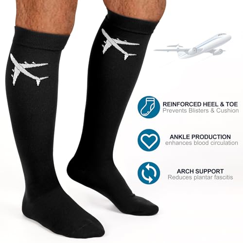 Skicuff 2 Pairs Travel Compression Socks for Men and Women - color: Black