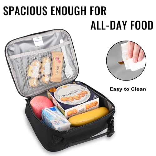 Genteen Lunch Box Kids, Insulated Lunch Bag Kids Boys Girls Back to School, Soft Lunch Box for Men Reusable Lunchbox for Office,Outdoor,School (Black) - color: 1pk Black