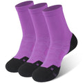 NIcool Cycling Socks For Men, 1/3 Pairs Bright Seamless Compression Running Crew Socks Youth Cushioned Tennis Quarter Socks - color: 3 Pairs Purple