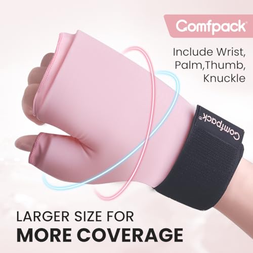 Comfpack Hand Ice Pack Glove for Arthritis Pain Relief, Wrist Ice Pack Wrap for Carpal Tunnel, Reusable Gel Cooling Glove for Tenosynovitis, Swelling, Surgery, Tendonitis - style: Pink