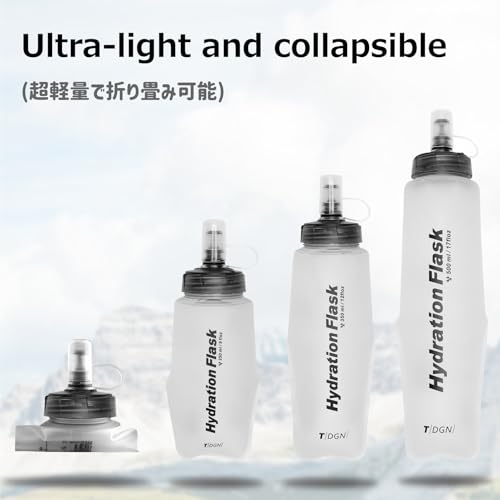 Azarxis TPU Soft Flask Collapsible Water Bottle Running Folding Gel Water Reservoir Handheld for Hydration Pack Hiking Cycling Climbing Jogging Marathon Trail Race - color: #04 Blue - 250ml - 2-pack