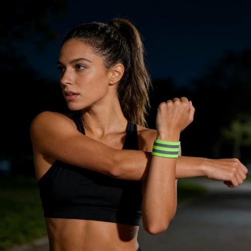 8PCS High Visibility Reflective Bands, Adjustable Elastic Safety Straps for Arm, Wrist, Ankle & Leg, Reflective Gear for Night Running, Walking, Cycling, Outdoor Nighttime Activities Men & Women