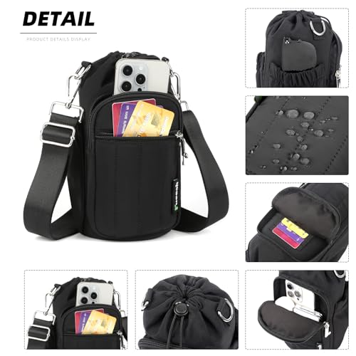 Rueesh Water Bottle Holder Bag with Adjustable Strap - color: Black