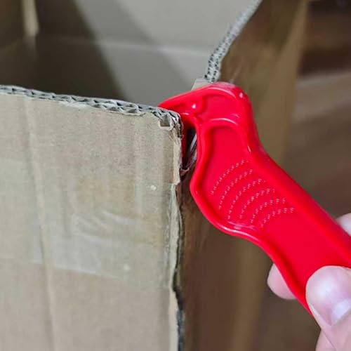3PCS Safety Box Cutter Utility Knives Set, Film Cutter with Sharp Durable Steel Blade, Safe Efficient Cutting Tool for Shrink Wrap, Stretch Wrap, Tape & Plastic Straps,2Yellow 1Red