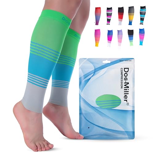 Doc Miller Calf Compression Sleeve 20-30 mmHg for Men & Women, 1 Pair - color: GreenBlueGray, size: Small