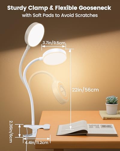 Glocusent 72 LED Clip on Lamp, Dorm Desk Lamp with 1700K Amber Night Light - color: White