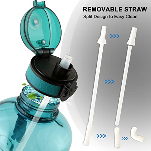 GEMFUL 100oz Big Water Bottle with Straw 3000ml Large Sport Jug (Cyan) - color: Cyan, size: 3 L
