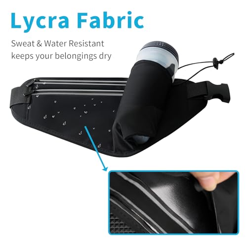 Slim Running Belt for Women Men,Runners Fanny Pack Phone Holder,Money Belt,Running Gear Accessories,with 3 Pockets (Light Black) - color: Light Black