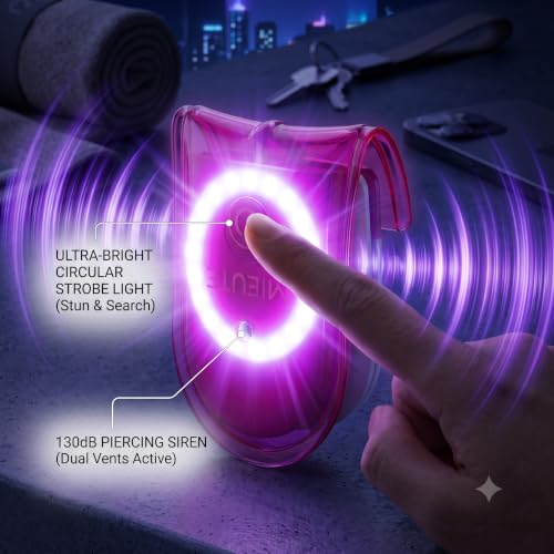Clip-On Personal Safety Alarm 130dB for Women with LED Strobe - color: Hot Pink
