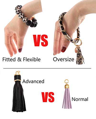 BVGA Wristlet Keychain Bracelet Wallet, Silicone Bead keyring Bangle for Women - color: C:black